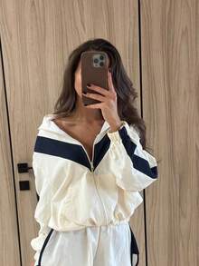 Beautiful Women's Jacket, Women's Spring Jacket, Autumn Jacket, Patchwork Design, Fashionable Versatile, Casual Commute Style, Autumn New Arrival, Elegant Winter Coat - Apricot - View 4