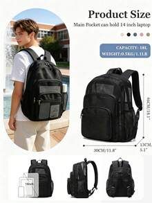 Mochila de malla transpirable negra con múltiples compartimentos, mochila escolar de gran capacidad para estudiantes, mochila casual de malla hueca, mochila escolar de campus ligera que reduce la carga, almacenamiento multicapa con múltiples bolsillos para tableta, libros y artículos de papelería, diseño de bolsillo lateral para botella de agua, mochila versátil unisex para adolescentes, mochila simple para viajes y desplazamientos diarios, correas acolchadas de malla transpirable, mochila casual de gran capacidad para portátil, mochila para desplazamientos en el campus y viajes cortos, mochila de malla transpirable y resistente al desgaste práctica para clases y actividades al aire libre - Multicolor - Ver 4