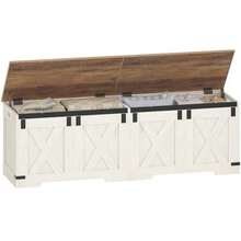 59" Farmhouse Storage Chest And Bench 70 Gal 330lb Seat - White and Brown - View 1