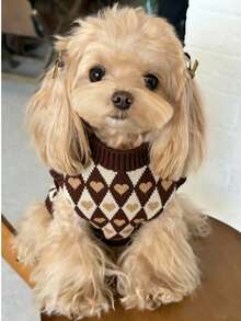 Pet Dog Cat Knitted Sweater Cute Pet Knitted Sweater Suitable For Small Dogs Cats Autumn Winter Teddy Dog Chihuahua Yorkshire Terrier Set - Chocolate Brown - View 6
