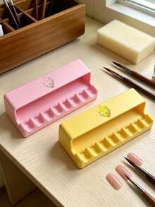 Light-Shielding Nail Art Pen Holder,Strawberry Decor 8-Grid Nail Brush Holder,Comes With Nail File,Manicure Tool Organizer,Anti‑Light Nail Brush Rest Organizer,Manicure Tool Rack For Nail Tech,For Salon & Home Use - Multicolor - View 5