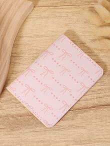 Fashionable Bow Print Snap Button Women's Coin Wallet, Lightweight And Portable Cash, Credit Card, Coin Card Bag, Suitable For Outdoor And Travel - Pink - View 4