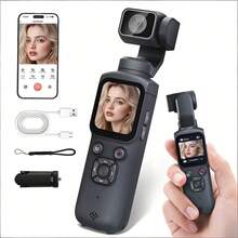 Cámara de Acción Portátil de Mano 4K HD con Estabilizador Gimbal Inteligente, Enfoque Automático Rápido y Seguimiento, Compatible con Trípode, Adecuada para Grabación de Video, Fotografía con Dron, Uso Doméstico, Grabación de Viajes, Transmisión en Vivo, Seguimiento de Rostro/Objeto y Grabación en Tarjeta SD - Ver 10