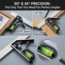 5pcs Dual Color Carpenter Pencils + Stainless Steel Adjustable Combination Square Set, With Level, Suitable For Woodworking Cutting, Home Decor, Bricklaying, Mechanical Machining Marking Positioning And Verticality Detection - A - View 3
