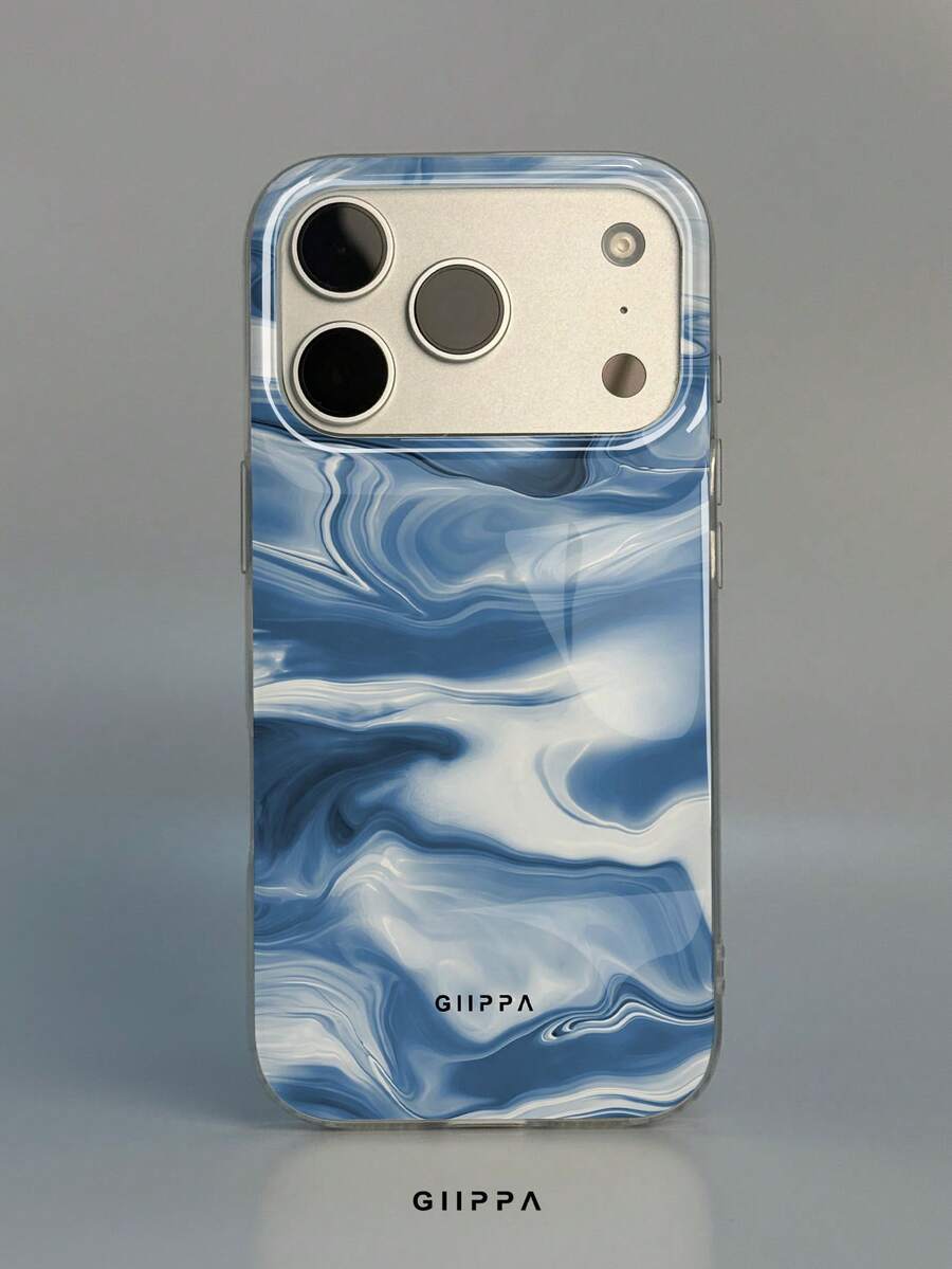 GIIPPA 1件 藍色漸層液態大理石流體圖案設計手機殼,適用於 Phone 17 Pro Max,兼容 Phone 16 Pro Max、15 Pro Max、14 Pro Max,韓系高端時尚趣味手機殼,適合 11/12/13/14/15/16 Pro Max Plus,男女皆宜的優雅設計,聖誕節、情人節、復活節、婚禮季和生日送給女友的完美禮物! - 藍色 - 查看 1