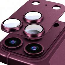 CASECOPS 1PC Camera Lens Protector Compatible With Iphone 18 Pro Max/18 Pro, Not Fragile, Strong Adsorption, Suitable For Phone Cases, Metal Tempered Glass Rear Camera Screen Protector, Orange - Deep Cherry Red - View 10
