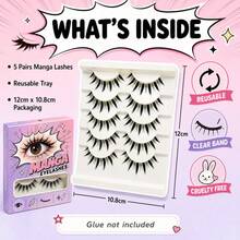 5 Pairs Cartoon Full Strip False Eyelashes, Lightweight And Delicate Synthetic Fiber, Self-Adhesive Strip No Glue Needed - Washable And Reusable, Quick Application For Thick Wild Cartoon Eyes, Suitable For Daily Hot Girl Makeup - View 9