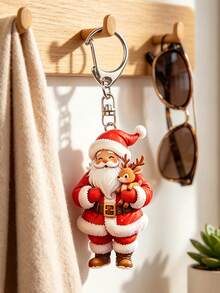 Santa Claus Series Pattern Keychain, Multiple Styles Available, Party Pendant, Multi-Functional Keychain Decoration, Phone Charm, Backpack Charm, Key Charm, Car Charm, Party Fashion Accessory, Fun 2D Acrylic Accessory, Suitable For Backpack, Bag, Car Key Charm And Daily Use, Great Choice For Couple Gift, Party Supplies, Christmas, Halloween Gift - Multicolor - View 6