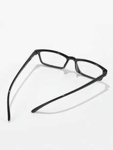 1pc Unisex Retro Rectangular Small Frame Glasses, Plastic Material Black Frame, Non-Prescription - Multicolor - View 3