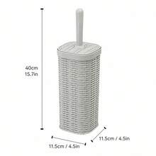 Resin Toilet Brush With Holder In Light Grey, Rattan Texture Toilet Scrubber For Bathroom Cleaning, Elegant And Functional Bathroom Accessory - Default - View 4