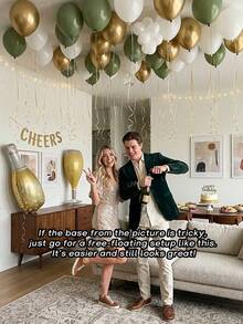 50pcs/Set Giant Champagne Beer Glass Cheers Aluminum Foil Balloons, Foil Wine Bottle Balloons, Beer Theme/Women's Men's Birthday/Bachelorette Party Anniversary Decoration Props, 10-Inch Avocado Green/Pearl White/Gold Latex Balloons, Birthday/New Year's Eve/New Year - Multicolor - View 6