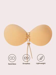 Front Lace Up Sticky Bra Strong Adhesive Invisible Push Up Strapless Backless Lightweight Seamless Reusable Gathering Lift Women Intimates Accessories - Multicolor - View 7