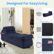 Modern Corduroy Adjustable Lounge Sofa, Washable Fabric Couch With Solid Wood Frame For Home Use - Blue - View 6