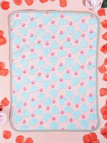 Coral Fleece Autumn/Winter Pet Blanket, Pink And Blue Heart Pattern, Thickened, All-Season Warm, Machine Washable, Dog Accessories, Cat Supplies, Not Suitable For Large Dogs - Multicolor - View 7