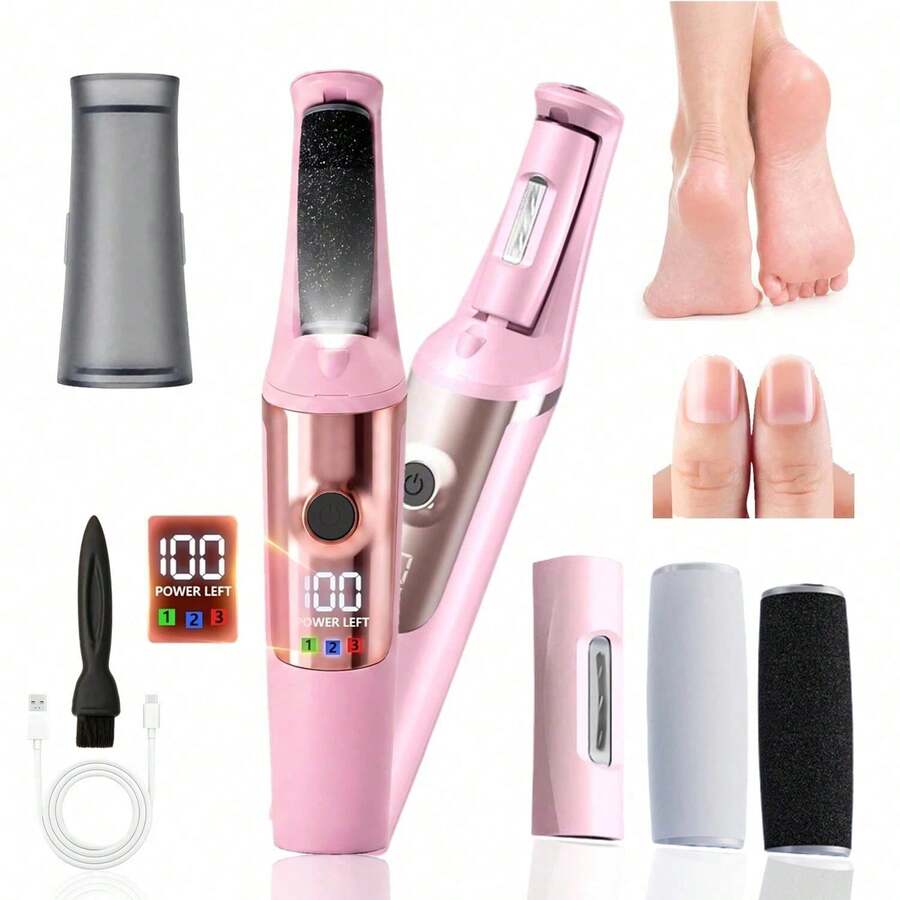 Electric Foot Callus Remover, Rechargeable Electric Foot File And Nail File, With LED Digital Display, 2-In-1 Professional Pedicure Set Manicure Set, For Dry Cracked Foot Callus And Hard Skin Removal, Care For Soft And Beautiful Feet