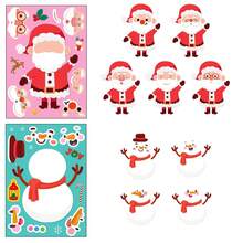 6Pcs Christmas Puzzle Stickers For Kids, Make‑A‑Face Mix And Match Sticker Sheets, DIY To Create Santa, Snowman, Reindeer, Elf, Penguin & Bear, Christmas Party Favors, Holiday Children Craft Activities - Multicolor - View 3