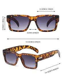 1 Pair Men's Retro Tortoise Shell Square Frame Wide Temple Street Style Vacation Fashion Glasses - Tortoiseshell Frame - View 4
