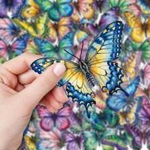Cute Rainbow Watercolor Butterfly Sticker Pack 50Pcs, Waterproof Pastel Bug Vinyl Stickers For Back To School Journal, Notebook & DIY Craft Projects, PET Transparent Stickers - Multicolor - View 1