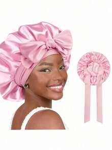 1pc Luxury Silk Satin Sleep Cap With Drawstring Adjustment, Comfortable Fit, Unisex, Suitable For Overnight Hair Care. Featuring Comfortable Pleated Design, Made Of Silky Satin, Soft And Smooth Touch. - Multicolor - View 10