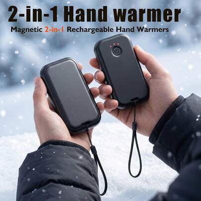2 piezas Calentadores de manos portátiles recargables y reutilizables de bolsillo, unisex, ideales para camping al aire libre y caza, accesorio esencial de invierno, regalo de Navidad y vacaciones