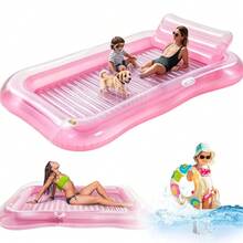 Pinke Aufblasbare Pool-Liegeinsel Mit Eingebautem Sprinkler, Abnehmbarem Kissen & Getränkehalter – Große Schwimminsel Für Pool & Strand Im Sommer, Ideal Für Das Faulenzen Auf Poolpartys Mit Freundinnen, Den Wasserspaß Mit Den Eltern & Den Sonnigen Urlaubs- Oder Hofeinsatz. - A - Übersicht 7