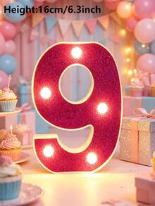 1pc 16cm Purple LED Letter Light, Alphanumeric Night Light, Battery Powered LED Light, Light‑Up Number Sign For Anniversary, Birthday Party Decoration, Wedding Background Decoration, Christmas And Halloween Party Home Bedroom Night Light. - Purple - View 31