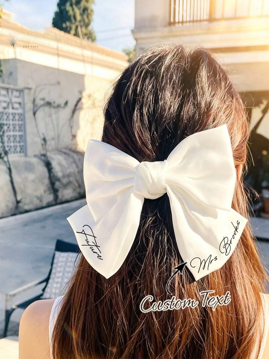 Personalised Wedding Bow,Custom Name Large Bow Hair Clip,For Daily Wear Party Wedding Styling, Customizable Gift For Women Birthday - Multicolor - View 1