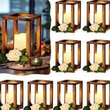 10 piezas Soporte de flores de madera para boda, estante para portavelas de mesa de boda, adorno decorativo de madera, estante de decoración de linterna de madera estilo granja - A - Ver 3