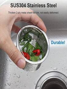 1Pc Stainless Steel Kitchen Sink Strainer Hanging Food Waste Catcher Corner Filter Rack With Fine Mesh Bags For Leftover Garbage Anti Clogging Gadgets - Multicolor - View 3