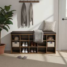 VASAGLE Shoe Changing Stool - Brown - View 7