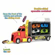 Mainan Truk Pengangkut Kontainer Inertia untuk Anak-Anak dengan Kabin Penyimpanan, Termasuk Mobil Balap Mini Paduan Logam, Model Kendaraan Angkut Barang Simulasi, Mainan Interaktif Orang Tua-Anak untuk Anak Laki-laki, Hadiah Ulang Tahun dan Liburan yang Ideal - MultiWarna - View 6