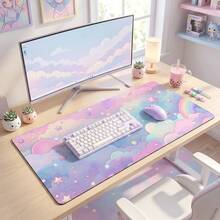 Candy Cloud Mouse Pad, Large Desk Mat, Keyboard Pad, Stitched Edge Non-Slip Design, Thickened Precise Gaming Use, Home Office Desk Accessories, Mouse Pad, Non-Slip Rubber Bottom, Boyfriend Girlfriend Gift, Back To School Office Supplies - Candy Clouds - View 10