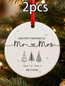 Custom First Christmas Mr & Mrs Ornament 2026, Personalized Name And Date Tree Decor, Romantic Holiday Keepsake, Customized Couple Christmas Decoration, Customizable Wedding Ornament, Newlywed Gift, Christmas Home Decor, The First Christmas, Friend - Style B - View 11