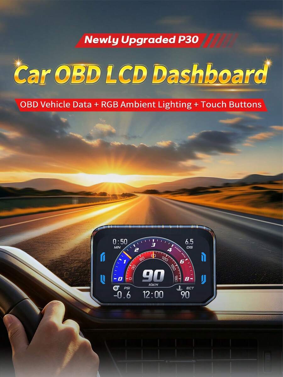 HUD (Head Up Display) Mobil - Sistem Ganda OBD2 GPS - Layar HUD Mobil - Speedometer GPS Digital dengan Suhu Air, Tegangan, dan RPM - Layar Head Up Universal untuk Sebagian Besar Kendaraan