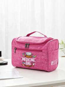 Portable Pill Bag, Medicine Pattern, Multi-Compartment Medicine Storage Bag, Multi-Functional Handbag - Multicolor - View 15
