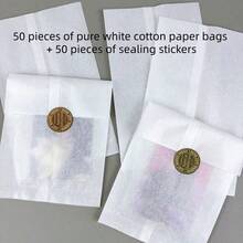 Pure White Cotton Paper Bag, Ice Bread Packaging Bag, Card Packing Material, Small Card, Planner Stickers Packaging Bag, Suitable For Wedding, Birthday, Baking, Soap Packaging, Lipstick, Gift Packaging, Handmade Crafts Packaging - Multiple Styles - View 9