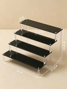 Black Glossy Mirror Acrylic Tiered Display Stand, Transparent Cylindrical Support Desktop Storage Rack, Suitable For Figurines, Cosmetics, Jewelry, Perfume Storage, Bedroom Room Decor, Halloween Display Stand, Practical Storage Supplies - Multicolor - View 9