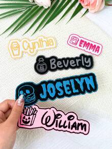 1/3/5pcs Customized Halloween Embroidered Name Patches, Personalized Name Labels For Clothing, Hats, Backpacks, Bridesmaid Name Tags, Text Patches For Lunch Boxes, Iron-On Name Labels, Customizable Aesthetic Apparel Decor - Multicolor 4 - View 3