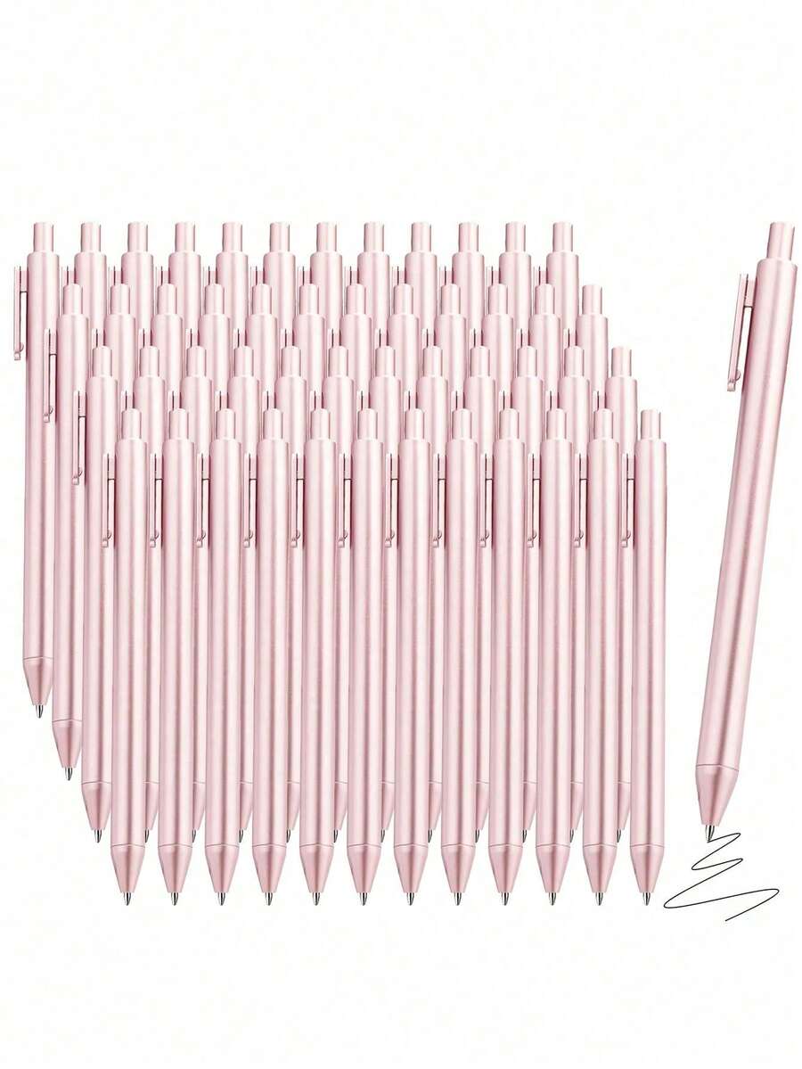 12pcs/6pcs/1pc Luxury Rose Gold Ballpoint Pens, Large Capacity Retractable Black Ink Medium Tip, Smooth Writing, Suitable For Wedding, Bridal Shower, Business Office, Diary And Gifts, Guest Favors - Multi-color - View 1