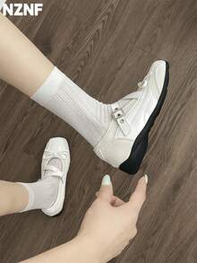 NZNF Premium Flat German Training Shoes For Women, New Autumn Versatile Sports Sneakers To Match Skirts - White - View 5