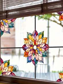 Mandala Gradient Floral Glass Sticker - PVC Decorative Sticker, Suitable For Living Room And Bedroom Glass Surfaces, Double-Sided Visible Glass Decal - B - View 6