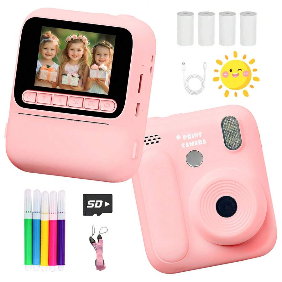 Instant Print Camera HD SD Card Portable Handheld Toy Suitable For Outdoor Birthday Holiday Gift For 3-12 Years Old Children - Multicolor - View 1