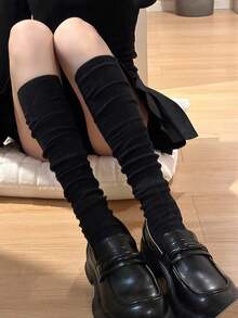 1 Pair Fall Winter Socks For Women, Ribbed Knee High Long Socks, Soft Stretch Slouchy Boot Socks, Preppy Y2K Casual Daily Wear - Multicolor - View 7