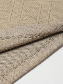 Blueprint Man 1pc Men's T-Shirt, Khaki Crew Neck Long Sleeve Top, All-Over 3D Embossed Geometric Pattern, Soft Skin-Friendly Fabric, Delicate And Soft Touch, Loose Drop Shoulder Fit, Flattering For All Body Types, Casual Slouchy, Spring/Autumn Commute, Shopping, Travel, Old Money Style - Khaki - View 8