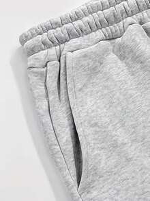 Men's 2 Piece Outfit, Solid & Print Hoodie Sweatpants Set, Casual Elastic Waist Tracksuit For Daily Lounge Street Wear - Light Grey - View 5