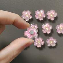 5/10/15pcs Pink Cherry Blossom Fridge Magnets Home Decor Art Accessories Magnetic Whiteboard Message Stickers - Pink - View 5