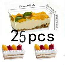 50/25/10/3 European Minimalist Rectangular Mousse Dessert Box, Transparent Square Body With Sharp Edges, High-Transparency Material Clearly Displays Dessert Layering And Colors. Suitable For Mousse, Mille-Feuille, Fruit Ice Cream, Fits Dessert Shops, Home Afternoon Tea, Party Cold Platters, Creating An Exquisite And Beautiful Food Presentation Effect. - Clear - View 15