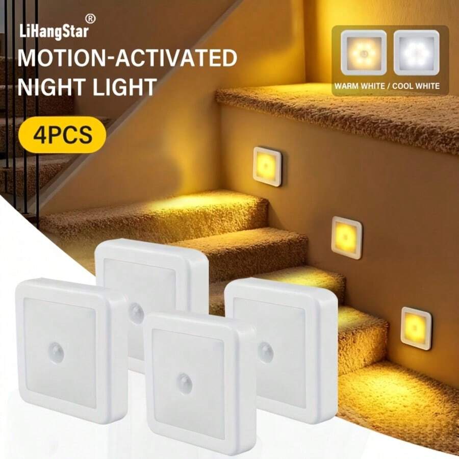 LED Motion Sensor Night Light, Battery Powered Wireless LED Night Light With Electronic Components, Suitable For Home, Hallway, Bedroom, Hotel, Office, Restaurant, Party And Christmas Holiday Decoration (Battery Not Included) - Multicolor - View 1
