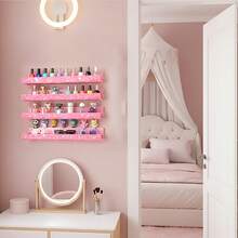 15 Inch Diamond Crystal Rhinestone Acrylic Nail Polish Holder Fashion Glasses Essential Oil Photo Display Storage Rack Pink,Back To School - Pink - View 5