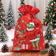 The Grinch Double Drawstring Gift Bag, Holiday Gift Storage, Candy Packaging, Suitable For Party Organizers Holiday Gift Giving Storage Scene Decoration Packaging Bag - A - View 4
